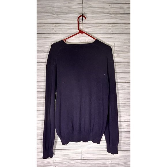 Polo Ralph Lauren Pima Cotton Knit Sweater Navy Medium Red Pony Lightweight Men - Picture 2 of 7